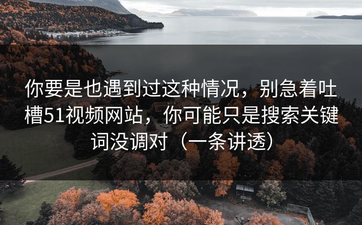 你要是也遇到过这种情况,别急着吐槽51视频网站,你可能只是搜索关键词没调对(一条讲透)